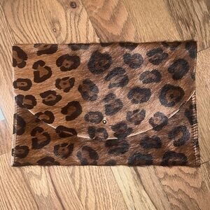 NWOT Prime Cut Leather Envelope Leopard Print Pouch